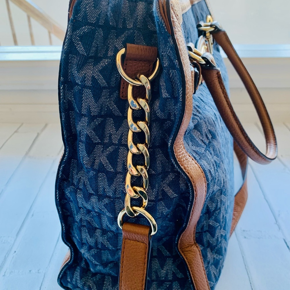 Michael Kors Blue Denim and Brown Leather Tote - Picture 15 of 15